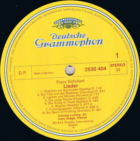 Franz Schubert, Christa Ludwig, Irwin Gage : Schubert-Lieder (LP, Album)