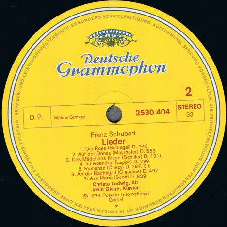 Franz Schubert, Christa Ludwig, Irwin Gage : Schubert-Lieder (LP, Album)