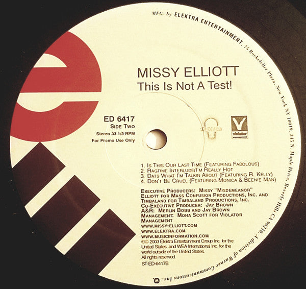 Missy Elliott : This Is Not A Test! (2xLP, Album, Promo, Cle)