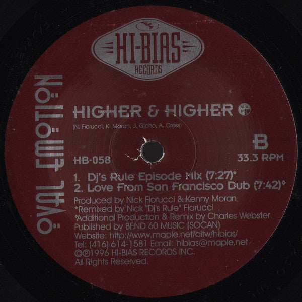 Oval Emotion : Higher & Higher (2x12")