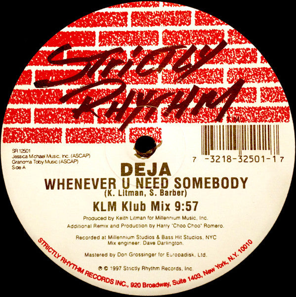Deja (2) : Whenever U Need Somebody (12")