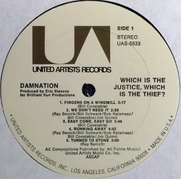 Damnation* : Which Is The Justice, Which Is The Thief (LP, Album, Gat)
