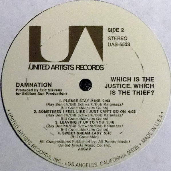 Damnation* : Which Is The Justice, Which Is The Thief (LP, Album, Gat)