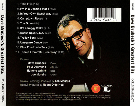 Dave Brubeck - Dave Brubeck's Greatest Hits vinyl record, CD (Mint (M)) | Lulo Records
