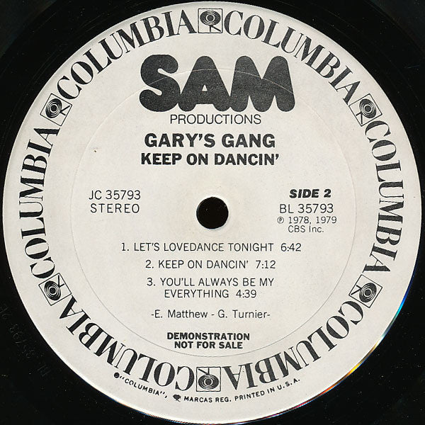 Gary's Gang : Keep On Dancin' (LP, Album, Promo)