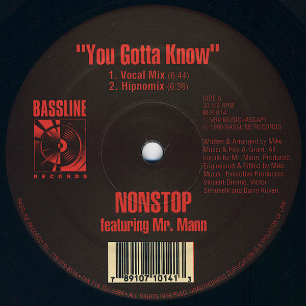 Nonstop Featuring Mr. Mann : You Gotta Know (12")