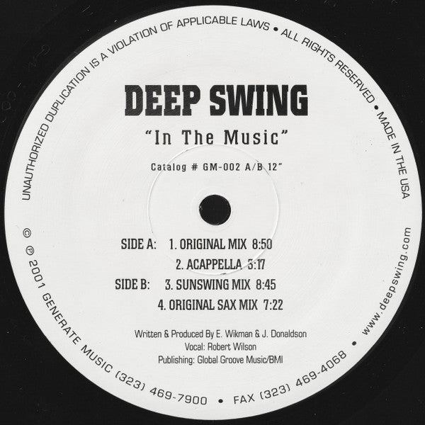 Deep Swing : In The Music (12")