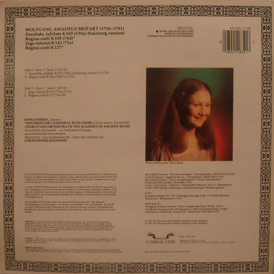 Wolfgang Amadeus Mozart - Emma Kirkby, Westminster Cathedral Choir, The Academy Of Ancient Music Chorus & The Academy Of Ancient Music, Christopher Hogwood - Exsultate Jubilate / Motets = Motetten vinyl record, LP (Near Mint (NM or M-)) | Lulo Records