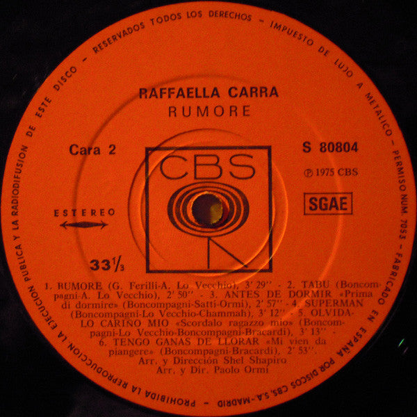 Raffaella Carrà : Rumore (LP, Album)