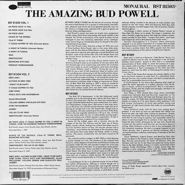 Bud Powell : The Amazing Bud Powell, Volume 1 (LP, Album, Mono, RE, RM)