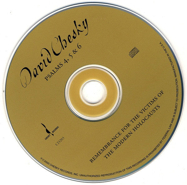 David Chesky / Slovak Philharmonic Orchestra, Stephen Somary : Psalms 4, 5 & 6 (CD, Album)