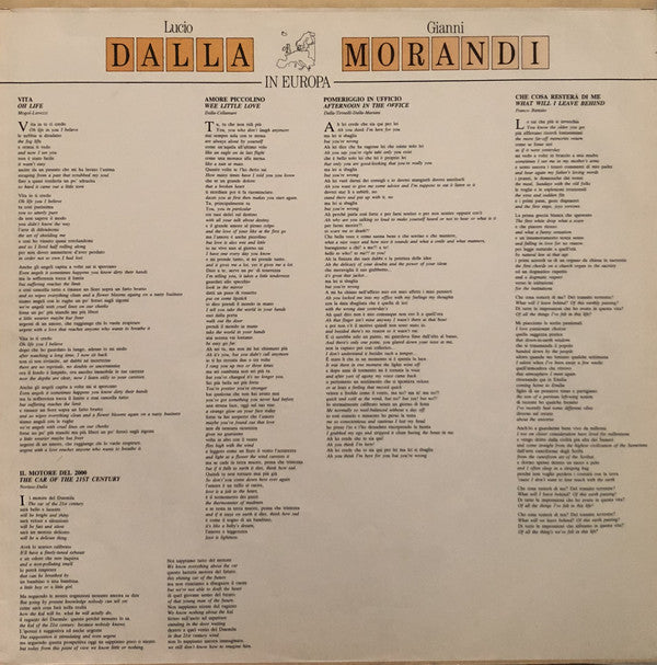 Lucio Dalla & Gianni Morandi : In Europa (LP)