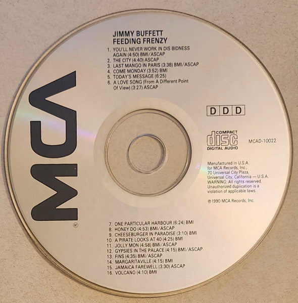 Jimmy Buffett : Live! Feeding Frenzy (CD, Album, RP, Uni)