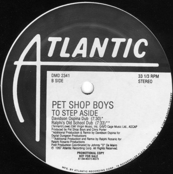 Pet Shop Boys : To Step Aside b/w Se A Vida É (2x12", Single, Promo)