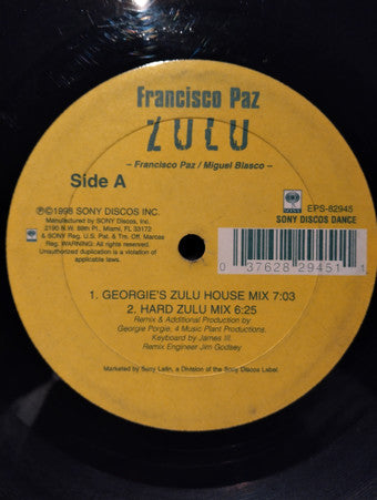 Francisco Paz / Miguel Blasco : ZULU  (12")