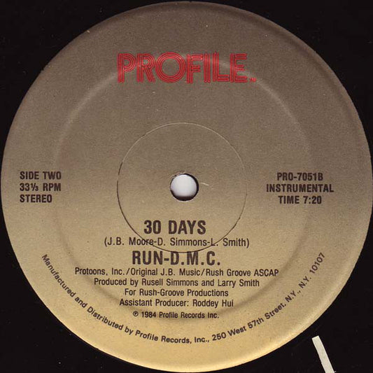 Run-DMC - 30 Days vinyl record, 12" (Mint (M)) | Lulo Records