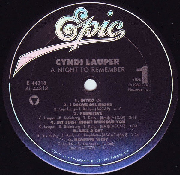 Cyndi Lauper : A Night To Remember (LP, Album)