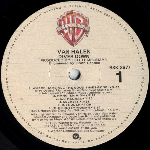 Van Halen : Diver Down (LP, Album, Win)