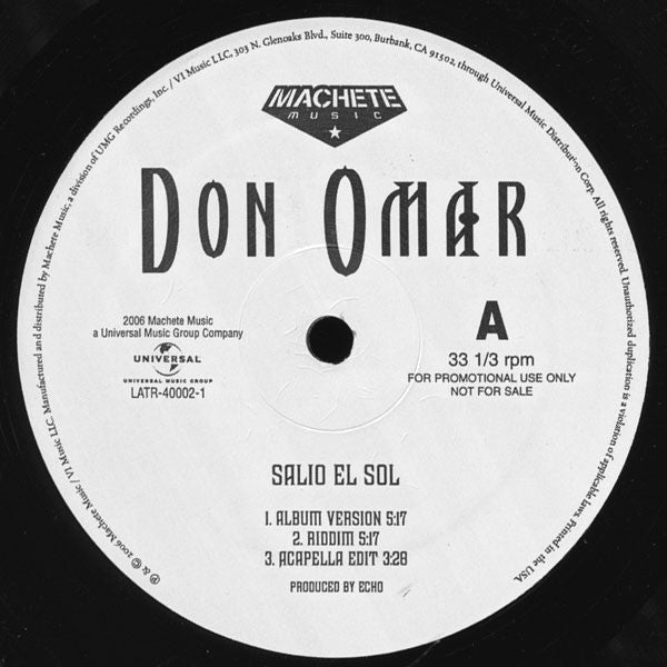 Don Omar : Salio El Sol / Conteo / Cayó El Sol (12", Promo)