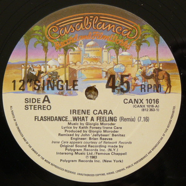 Irene Cara : Flashdance... What A Feeling (Remix) (12", Single, Orl)