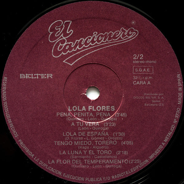 Lola Flores : El Cancionero (LP, Comp)