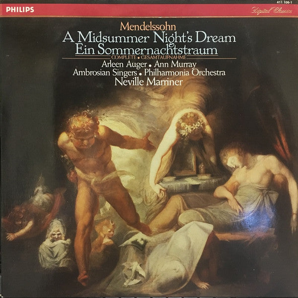 Felix Mendelssohn-Bartholdy, Arleen Auger · Ann Murray · The Ambrosian Singers, Philharmonia Orchestra · Sir Neville Marriner : A Midsummer Night's Dream (Complete) (LP)