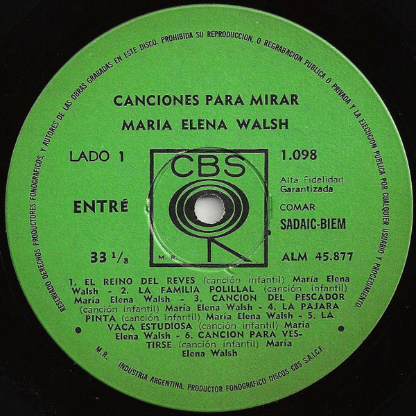 María Elena Walsh : Canciones Para Mirar (LP, Album)