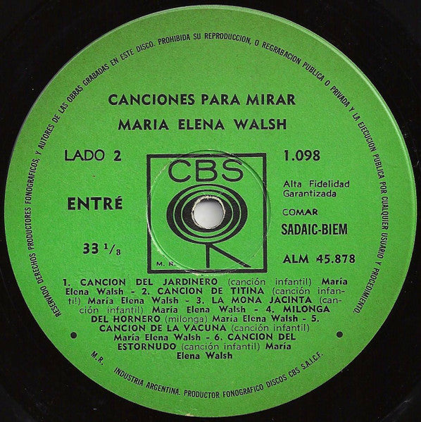 María Elena Walsh : Canciones Para Mirar (LP, Album)