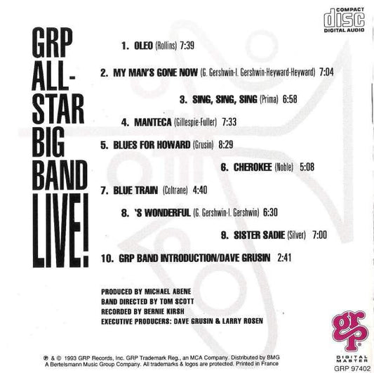 Dave Grusin Presents GRP All-Star Big Band - Live! vinyl record, CD (Mint (M)) | Lulo Records