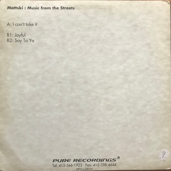 Mattski : Music From The Streets (12", EP)