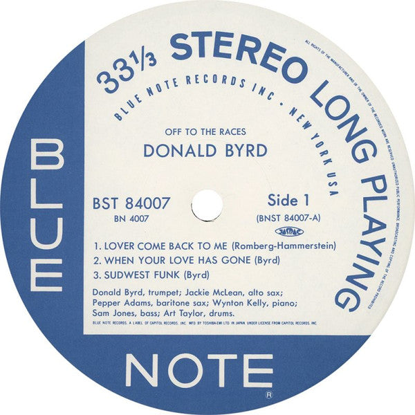 Donald Byrd : Off To The Races (LP, Album, Ltd, RE)