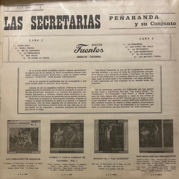Peñaranda Y Su Conjunto : Las Secretarias (LP, Album, Mono, RE)
