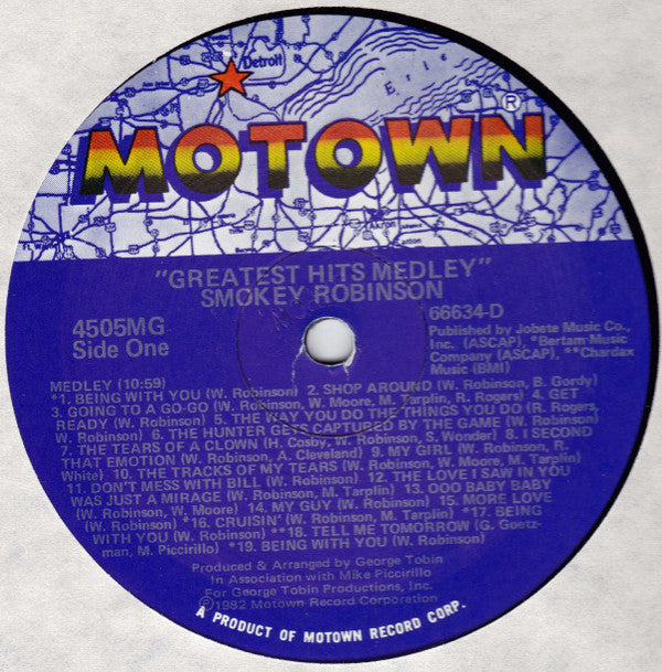 Smokey Robinson : Greatest Hits Medley (12")