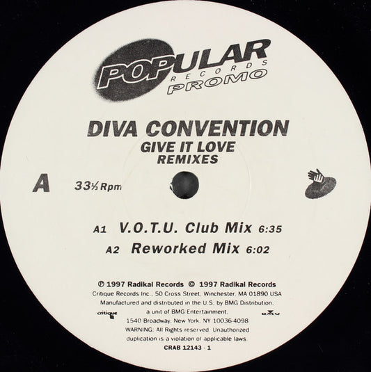 Diva Convention : Give It Love (Remixes) (12", Promo)