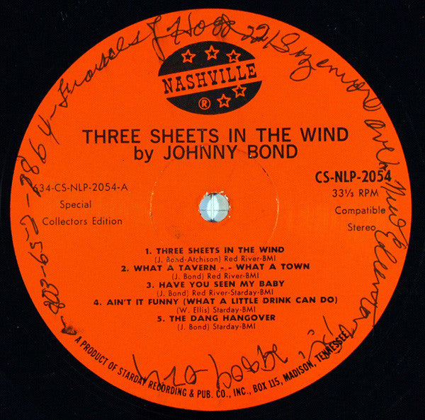 Johnny Bond : Three Sheets In The Wind (LP, Album)