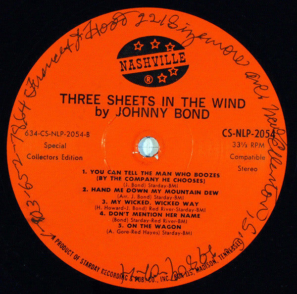 Johnny Bond : Three Sheets In The Wind (LP, Album)