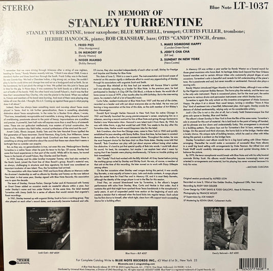 Stanley Turrentine : In Memory Of (LP, Album, RE, Gat)
