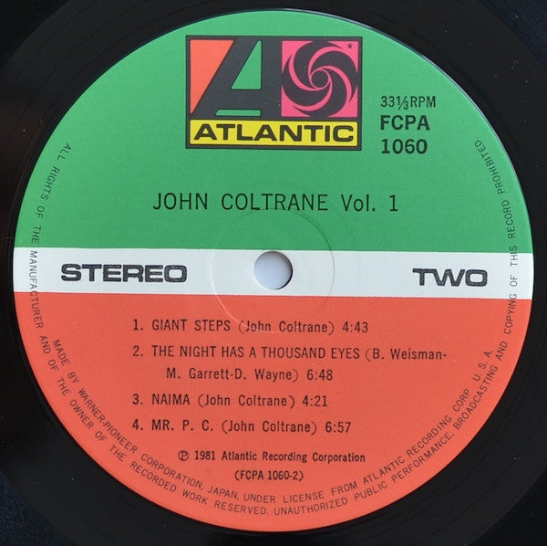 John Coltrane : John Coltrane Vol. 1 (LP, Comp)