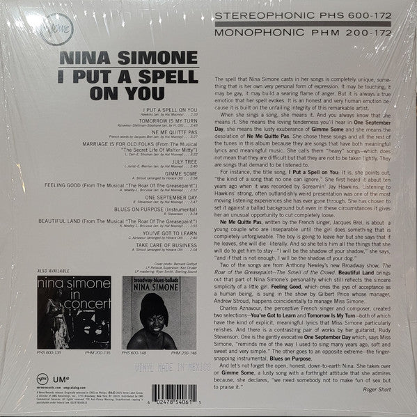 Nina Simone : I Put A Spell On You (LP, Album, RE, Spe)