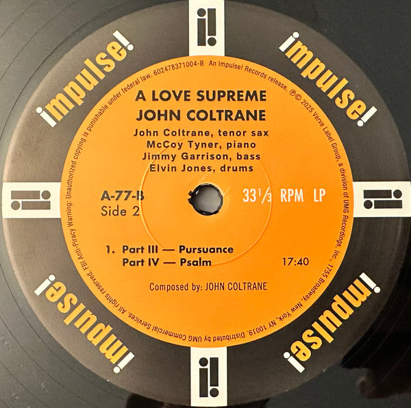 John Coltrane : A Love Supreme (LP, Album, Mono, RE, Gat)