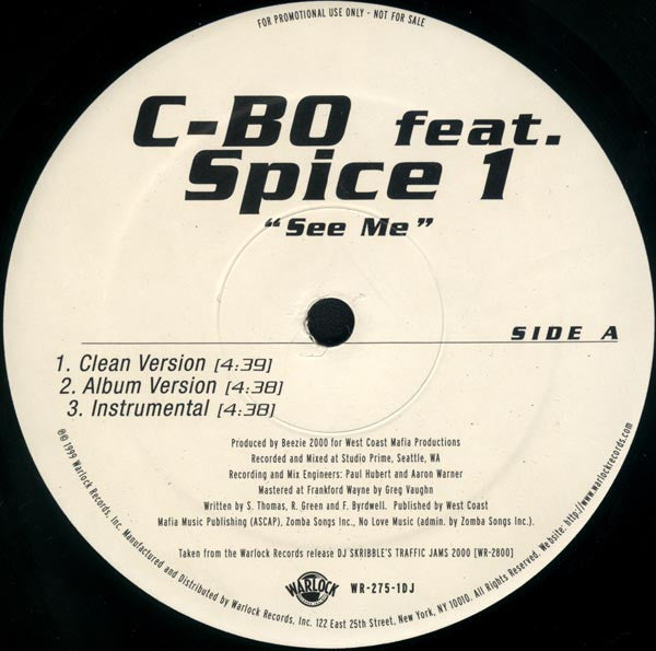 C-Bo / Juvenile (2) : See Me / 187 (12", Single, Promo)
