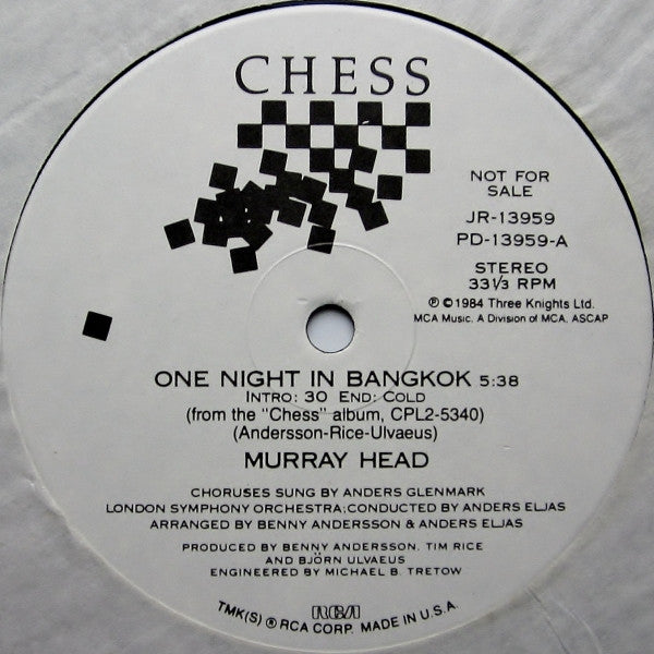 Murray Head : One Night In Bangkok (12", Promo)