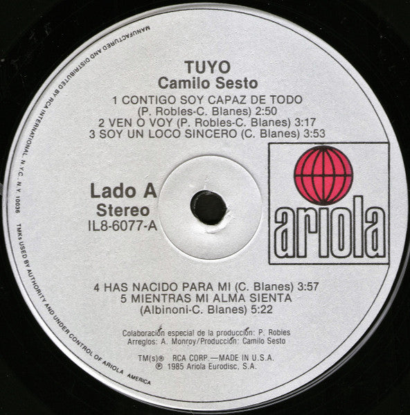Camilo Sesto : Tuyo (LP, Album)