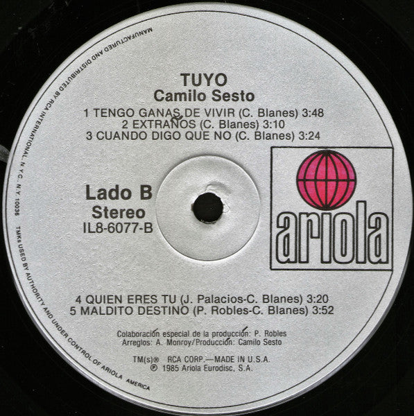 Camilo Sesto : Tuyo (LP, Album)