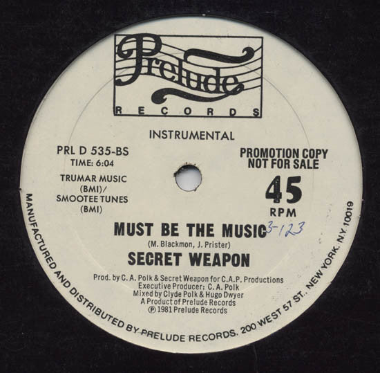 Secret Weapon (2) : Must Be The Music (12", Promo)