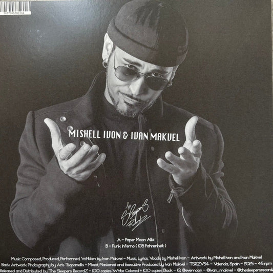 Mishell Ivon & Ivan Makvel : Paper Moon Alibi / Funk Inferno (105 Fahrenheit) (7", Ltd, Whi)
