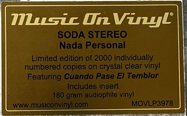 Soda Stereo : Nada Personal (LP, Ltd, Num, RE, RM, Tra)