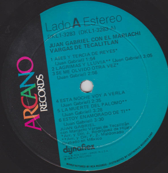 Juan Gabriel Con Mariachi Vargas de Tecalitlán : Juan Gabriel Con El Mariachi Vargas De Tecalitlan (LP, Album)