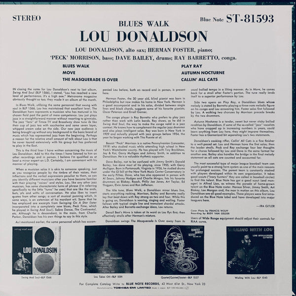 Lou Donaldson : Blues Walk (LP, Album, Mono, RE)