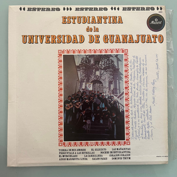 Estudiantina De La Universidad De Guanajuato : Estudiantina De La Universidad De Guanajuato (LP, Album, Mono)